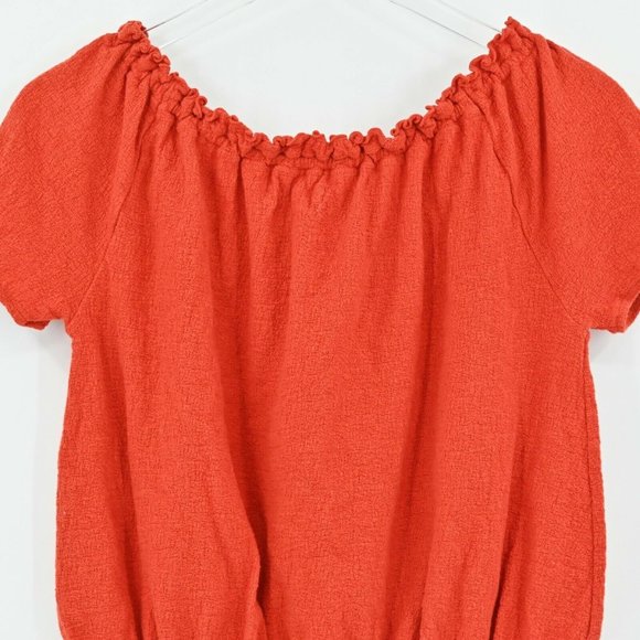 MADEWELL Texture & Thread Womens Sz S Orange Drawstring Top Textured Cropped Fit - Picture 6 of 9